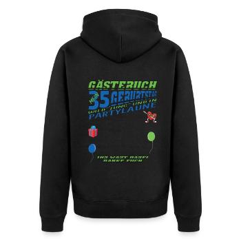 35. Geburtstag Mann und Frau Gästebuch - Unisex Premium Bio Zip Hoodie - Schwarz - Hinten - Nico (187cm)