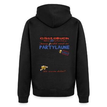 35. Geburtstag Mann und Frau Gästebuch - Unisex Premium Bio Zip Hoodie - Schwarz - Hinten - Nico (187cm)