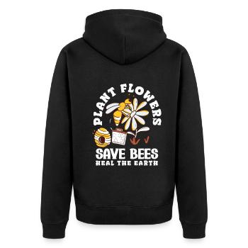 Beekeeper Heartbeat Honeycomb Love Pollination - Unisex Premium Organic Zip Hoodie - black - Back - Nico (187cm)