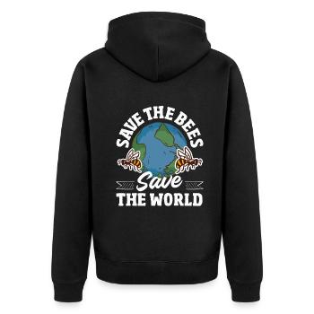 Beekeeper Heartbeat Honeycomb Love Pollination - Unisex Premium Organic Zip Hoodie - black - Back - Nico (187cm)