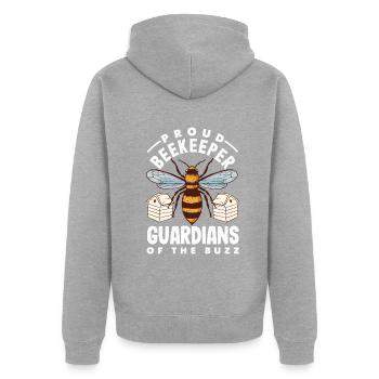 Beekeeper Heartbeat Honeycomb Love Pollination - Unisex Premium Organic Zip Hoodie - heather grey - Back - Nico (187cm)