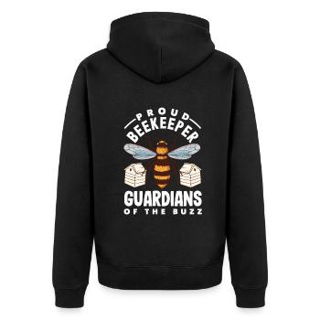 Beekeeper Heartbeat Honeycomb Love Pollination - Unisex Premium Organic Zip Hoodie - black - Back - Nico (187cm)