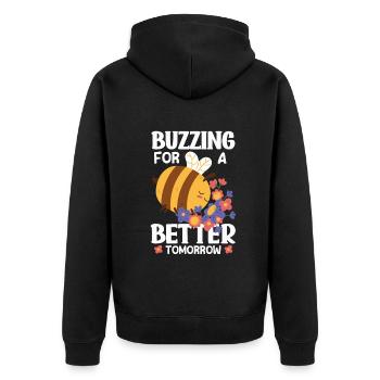 Beekeeper Heartbeat Honeycomb Love Pollination - Unisex Premium Organic Zip Hoodie - black - Back - Nico (187cm)