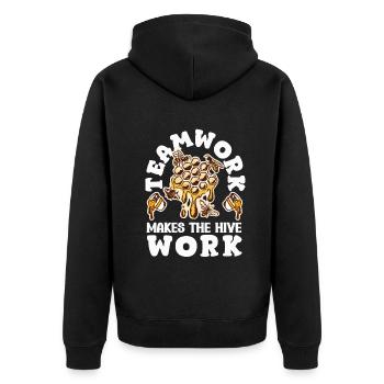 Beekeeper Heartbeat Honeycomb Love Pollination - Unisex Premium Organic Zip Hoodie - black - Back - Nico (187cm)