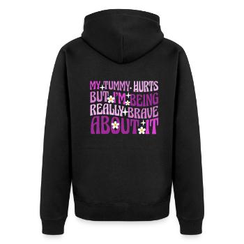 Mein Bauch tut weh, aber ich bin wirklich - Unisex Premium Bio Zip Hoodie - Schwarz - Hinten - Nico (187cm)