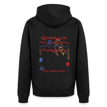 35. Geburtstag Mann und Frau Gästebuch - Unisex Premium Bio Zip Hoodie - Schwarz - Hinten - Nico (187cm)