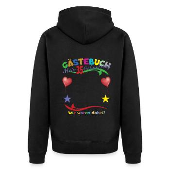 35. Geburtstag Mann und Frau Gästebuch - Unisex Premium Bio Zip Hoodie - Schwarz - Hinten - Nico (187cm)