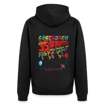 35. Geburtstag Mann und Frau Gästebuch - Unisex Premium Bio Zip Hoodie - Schwarz - Hinten - Nico (187cm)