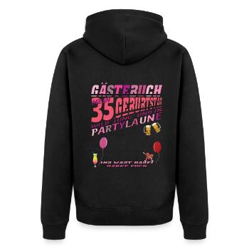 35. Geburtstag Mann und Frau Gästebuch - Unisex Premium Bio Zip Hoodie - Schwarz - Hinten - Nico (187cm)