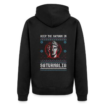 Saturnalia Keep Saturn In Ancient Roman - Unisex Premium Organic Zip Hoodie - black - Back - Nico (187cm)