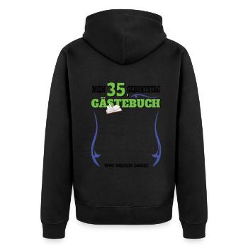 35. Geburtstag Mann und Frau Gästebuch - Unisex Premium Bio Zip Hoodie - Schwarz - Hinten - Nico (187cm)