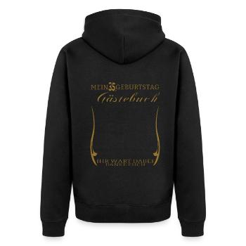 35. Geburtstag Mann und Frau Gästebuch - Unisex Premium Bio Zip Hoodie - Schwarz - Hinten - Nico (187cm)