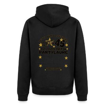 45. Geburtstag Mann und Frau Gästebuch - Unisex Premium Bio Zip Hoodie - Schwarz - Hinten - Nico (187cm)