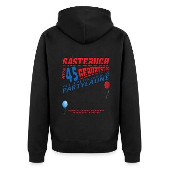 45. Geburtstag Mann und Frau Gästebuch - Unisex Premium Bio Zip Hoodie - Schwarz - Hinten - Nico (187cm)
