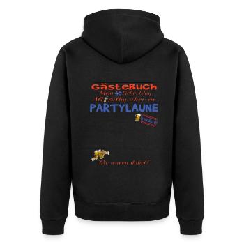 45. Geburtstag Mann und Frau Gästebuch - Unisex Premium Bio Zip Hoodie - Schwarz - Hinten - Nico (187cm)