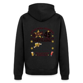 45. Geburtstag Mann und Frau Gästebuch - Unisex Premium Bio Zip Hoodie - Schwarz - Hinten - Nico (187cm)