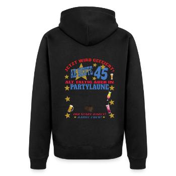 45. Geburtstag Mann und Frau Gästebuch - Unisex Premium Bio Zip Hoodie - Schwarz - Hinten - Nico (187cm)
