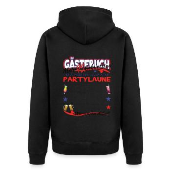45. Geburtstag Mann und Frau Gästebuch - Unisex Premium Bio Zip Hoodie - Schwarz - Hinten - Nico (187cm)