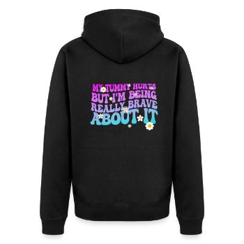 Mein Bauch tut weh, aber ich bin wirklich - Unisex Premium Bio Zip Hoodie - Schwarz - Hinten - Nico (187cm)