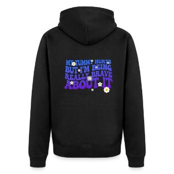 Mein Bauch tut weh, aber ich bin wirklich - Unisex Premium Bio Zip Hoodie - Schwarz - Hinten - Nico (187cm)