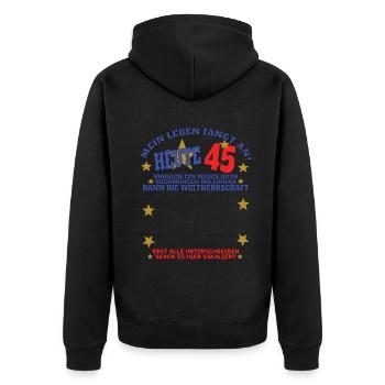 45. Geburtstag Mann und Frau Gästebuch - Unisex Premium Bio Zip Hoodie - Schwarz - Hinten - Nico (187cm)