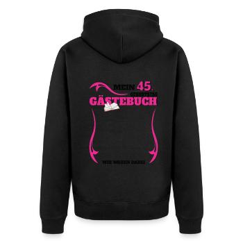 45. Geburtstag Mann und Frau Gästebuch - Unisex Premium Bio Zip Hoodie - Schwarz - Hinten - Nico (187cm)