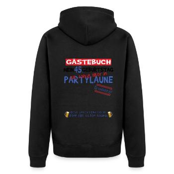 45. Geburtstag Mann und Frau Gästebuch - Unisex Premium Bio Zip Hoodie - Schwarz - Hinten - Nico (187cm)