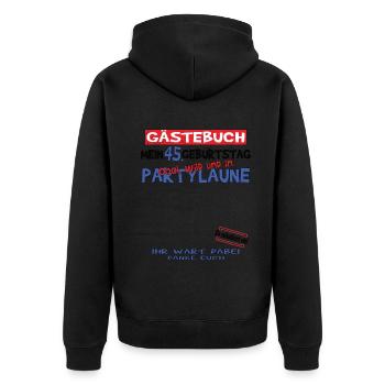 45. Geburtstag Mann und Frau Gästebuch - Unisex Premium Bio Zip Hoodie - Schwarz - Hinten - Nico (187cm)