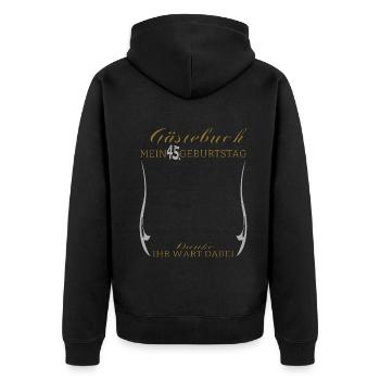 45. Geburtstag Mann und Frau Gästebuch - Unisex Premium Bio Zip Hoodie - Schwarz - Hinten - Nico (187cm)