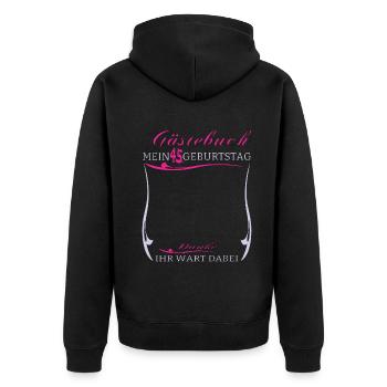 45. Geburtstag Mann und Frau Gästebuch - Unisex Premium Bio Zip Hoodie - Schwarz - Hinten - Nico (187cm)