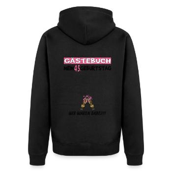 45. Geburtstag Mann und Frau Gästebuch - Unisex Premium Bio Zip Hoodie - Schwarz - Hinten - Nico (187cm)