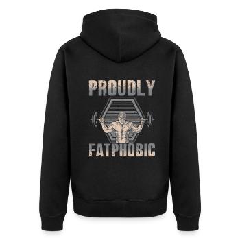 Fièrement grossophobe - Veste à capuche bio Premium Unisexe - noir - Dos - Nico (187cm)