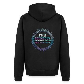 Sound Guy Not A Magician - Unisex Premium Organic Zip Hoodie - black - Back - Nico (187cm)