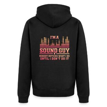 Sound Guy Not A Magician - Unisex Premium Organic Zip Hoodie - black - Back - Nico (187cm)