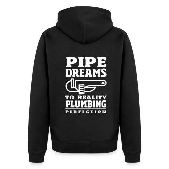 Flow Masters Plumbing Pride Professional Plumber - Unisex Premium Bio Zip Hoodie - Schwarz - Hinten - Nico (187cm)