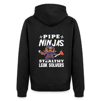 Flow Masters Plumbing Pride Professional Plumber - Unisex Premium Bio Zip Hoodie - Schwarz - Hinten - Nico (187cm)