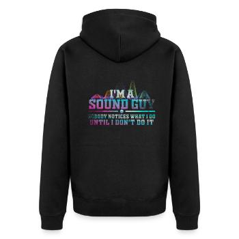 Sound Guy Not A Magician - Unisex Premium Organic Zip Hoodie - black - Back - Nico (187cm)