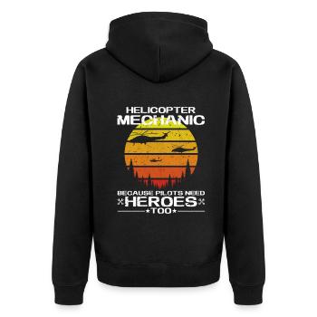Hubschraubermechaniker-Heldenstolz - Unisex Premium Bio Zip Hoodie - Schwarz - Hinten - Nico (187cm)
