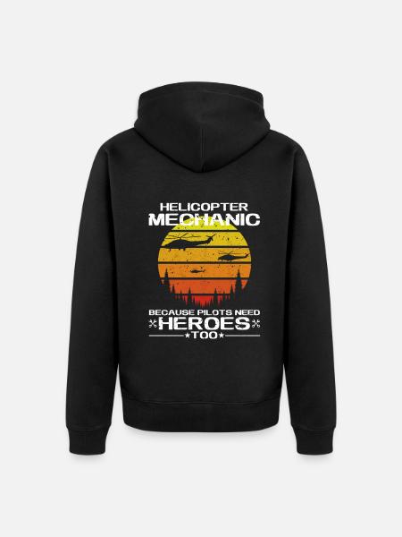 Helicopter Mechanic Heroes Pride - Unisex Premium Organic Zip Hoodie - black