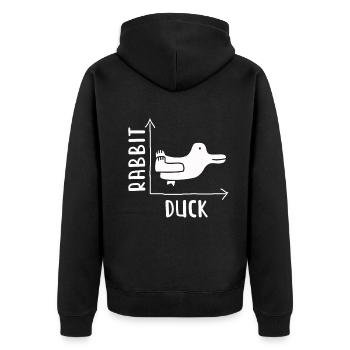 Wittgensteins Rabbit Duck Illusion - Unisex Premium Organic Zip Hoodie - black - Back - Nico (187cm)