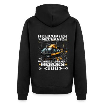 Helicopter Mechanic Heroes Pride - Unisex Premium Organic Zip Hoodie - black - Back - Nico (187cm)