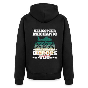 Helicopter Mechanic Heroes Pride - Unisex Premium Organic Zip Hoodie - black - Back - Nico (187cm)