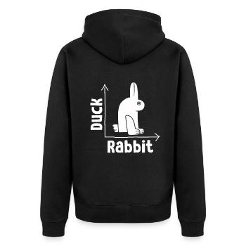 Wittgensteins Rabbit Duck Illusion - Unisex Premium Organic Zip Hoodie - black - Back - Nico (187cm)