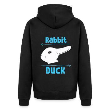 Wittgensteins Hasen-Enten-Illusion - Unisex Premium Bio Zip Hoodie - Schwarz - Hinten - Nico (187cm)