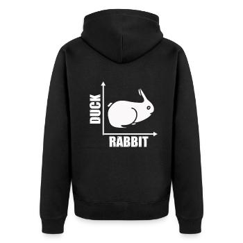 Wittgensteins Rabbit Duck Illusion - Unisex Premium Organic Zip Hoodie - black - Back - Nico (187cm)