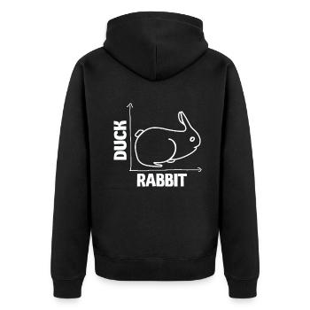 Wittgensteins Rabbit Duck Illusion - Unisex Premium Organic Zip Hoodie - black - Back - Nico (187cm)