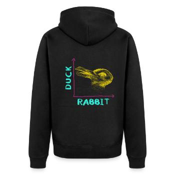 Wittgensteins Hasen-Enten-Illusion - Unisex Premium Bio Zip Hoodie - Schwarz - Hinten - Nico (187cm)