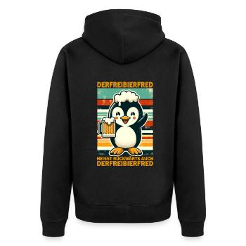La bière gratuite Fred s’appelle à l’envers, aussi la - Veste à capuche bio Premium Unisexe - noir - Dos - Nico (187cm)