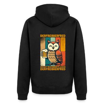 La bière gratuite Fred s’appelle à l’envers, aussi la - Veste à capuche bio Premium Unisexe - noir - Dos - Nico (187cm)