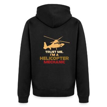 Trust Me I'm A Helicopter Mechanic - Unisex Premium Organic Zip Hoodie - black - Back - Nico (187cm)